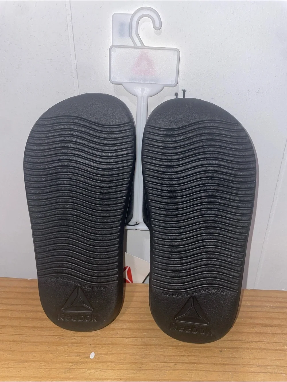 Reebok Black Slides with Blue Logos